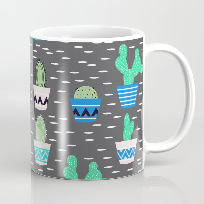 Potted cacti on a gray background Coffee Mug