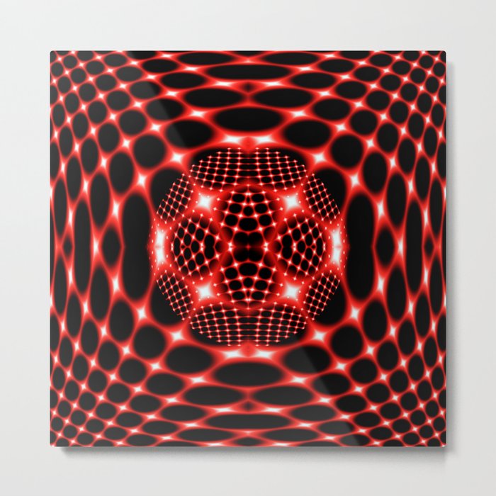 Neon red glob fractal Metal Print
