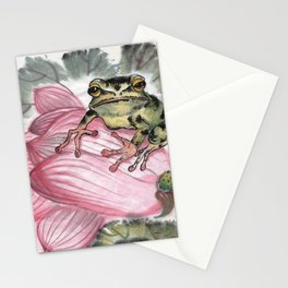 Oriental style - Frog on Lotos Stationery Cards