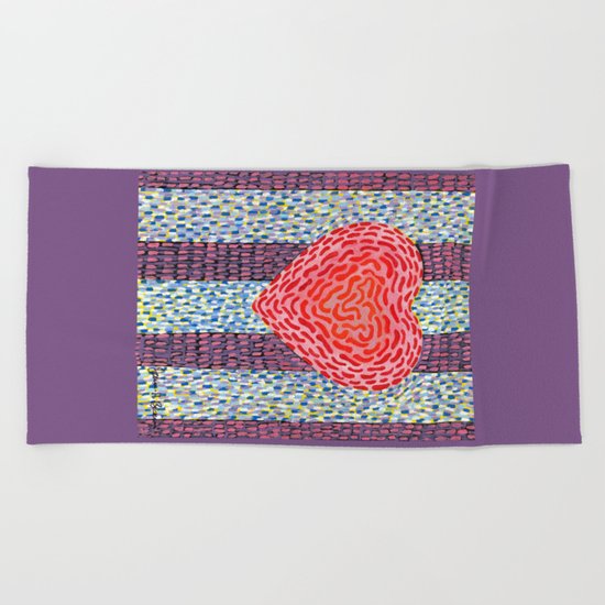 High Energy Squiggle Heart Beach Towel