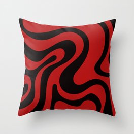 Retro Groovy Swirl Liquid Art - Traffic Red Throw Pillow