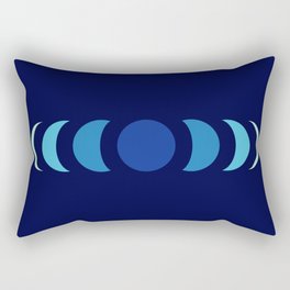 Abstract Minimal Blue Retro Style Moon Phase - Chikafuku Rectangular Pillow