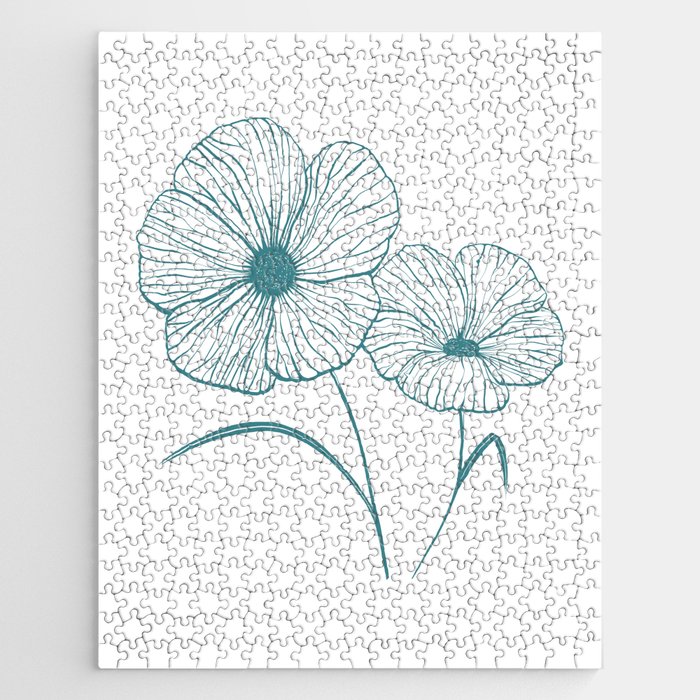 Flowers in Teal Jigsaw Puzzle