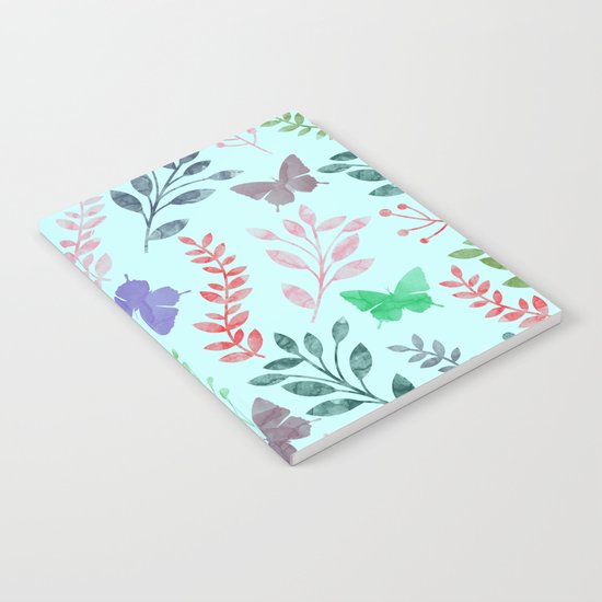 Watercolor flowers & butterflies II Notebook