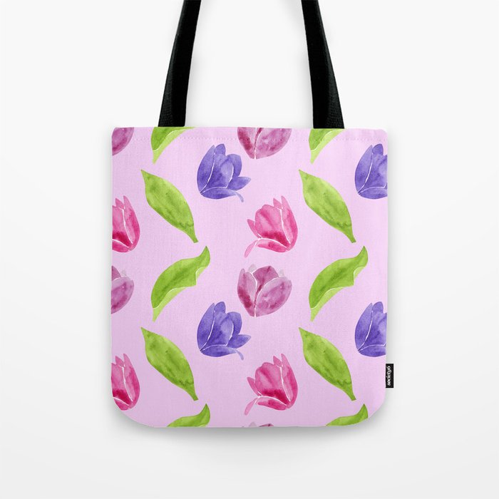 tulips pattern hand draw watercolor Tote Bag