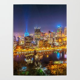 Pittsburgh Night Skyline Photograph Poster