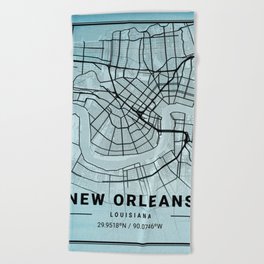New Orleans - Louisiana Aquarius Watercolor Map Beach Towel