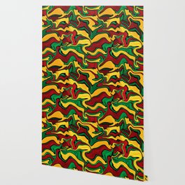 Rasta abstract fluid art, reggae colors liquid marble pattern Wallpaper