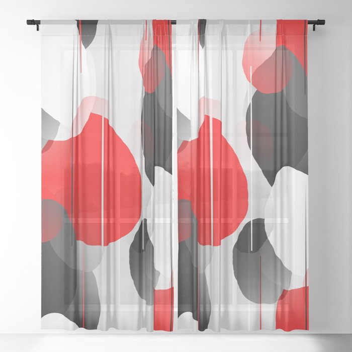 Red Black Gray Sheer Curtain By, Red Black Grey Curtains