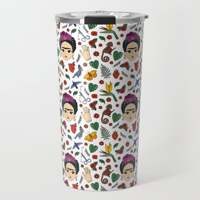 Frida Kahlo Pattern Travel Mug