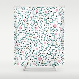 Back to the 80's eighties, funky memphis pattern design Shower Curtain