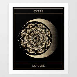 Tarot Moon (La Lune) Mandala Art Print