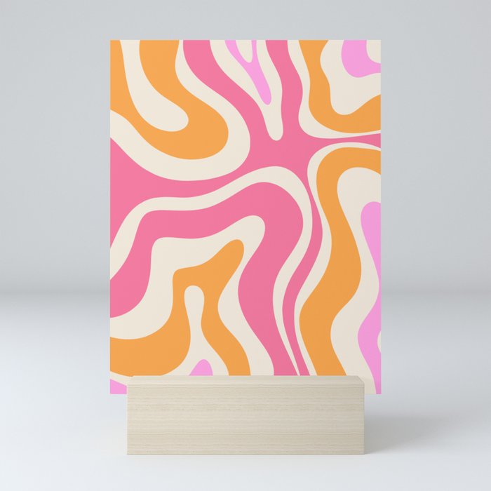 Modern Retro Liquid Swirl Abstract Pattern Vertical Pink and