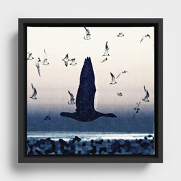 The goose and the seagulls Framed Canvas