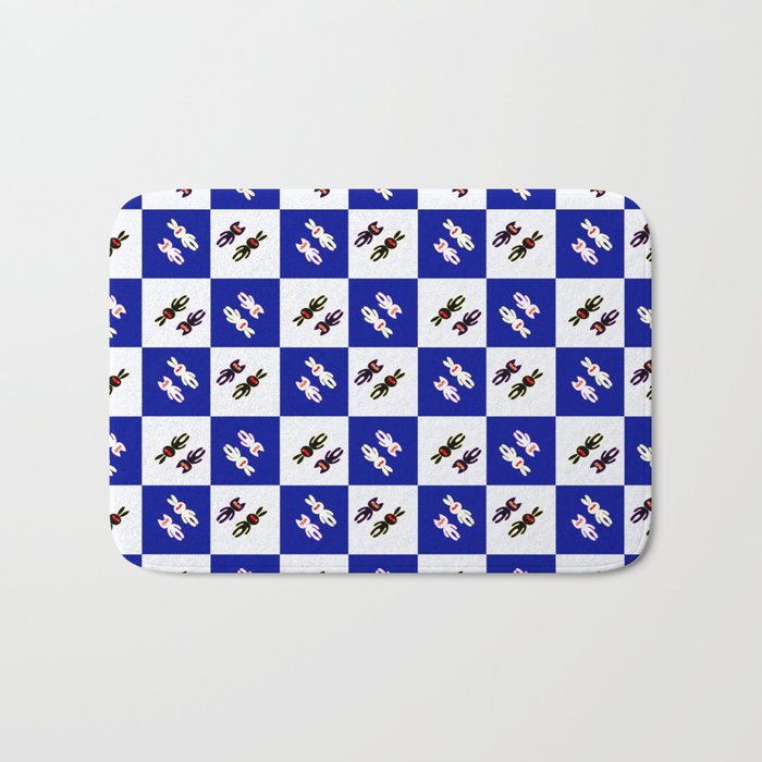 Chess Check blue white Bath Mat