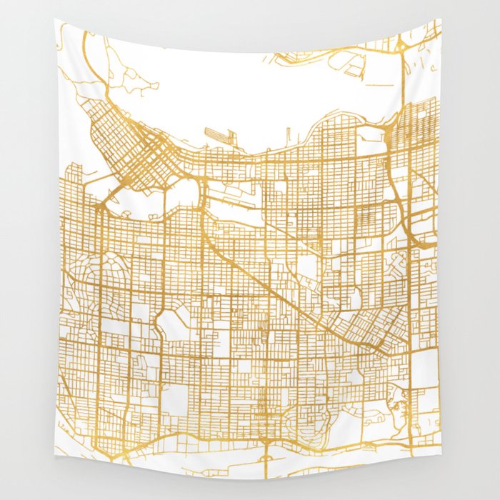 VANCOUVER CANADA CITY STREET MAP ART Wall Tapestry
