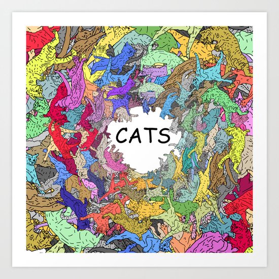 Colorful Rainbow Cats Art Print