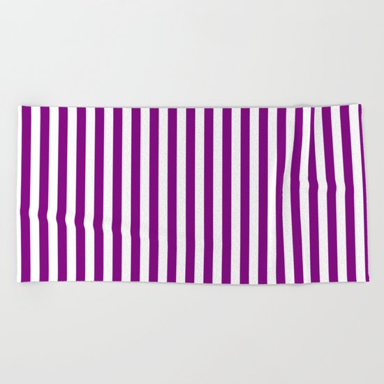 Vertical Stripes (Purple/White) Beach Towel