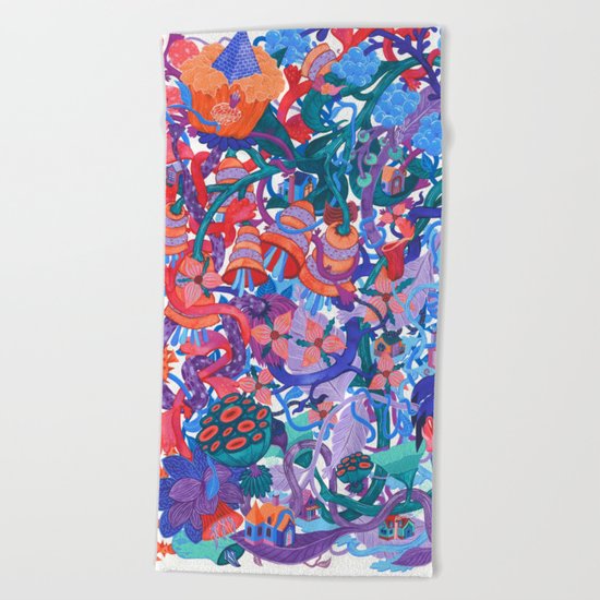 Flower Village Beach Towel