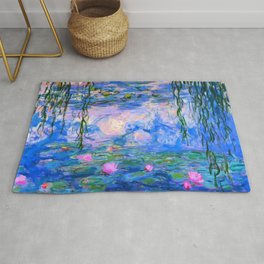 Water Lilies Claude Monet Restored Rug | Colorful, Oil, Lilies, Painting, Water, Lily, Nature, Watercolor, Pond, Restored 