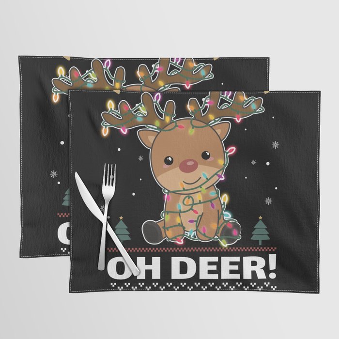 Oh Deer Funny Reindeer Deer Pun christmas Placemat