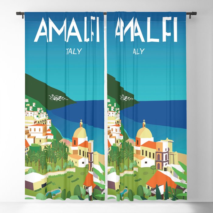 Amalfi Italy vintage travel poster city Blackout Curtain