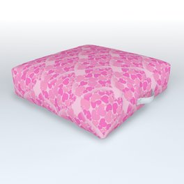 When Hearts Meet Together Pattern - Girly Pink Hearts (On Pink) Outdoor Floor Cushion