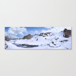 ICELAND Oxarárfoss in winter | Panoramic View Canvas Print
