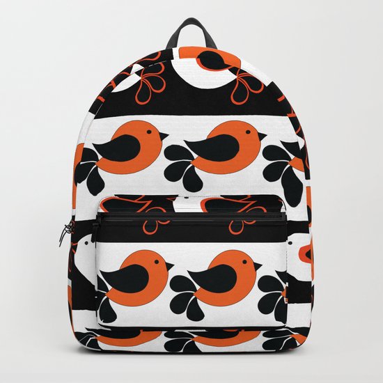 orange and white birds Backpack