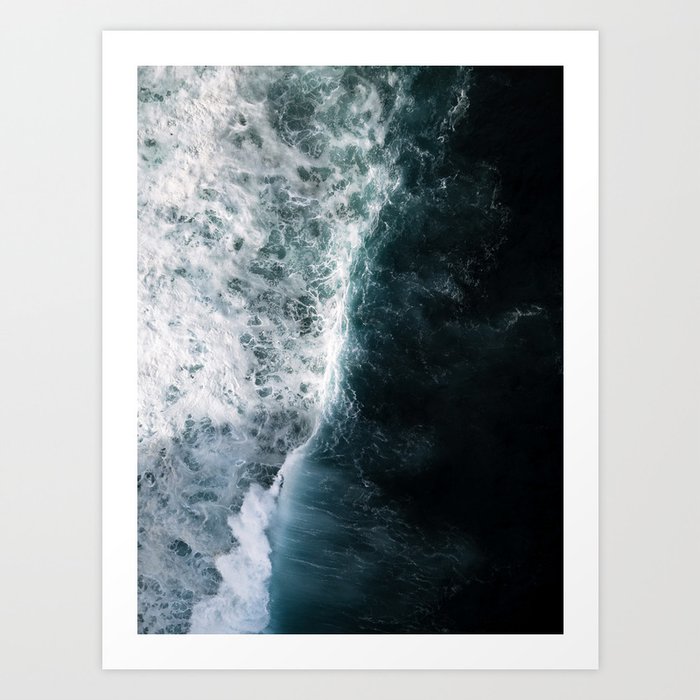 Oceanscape - White and Blue Art Print