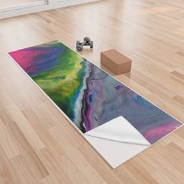 Fluid Abstract 2 (Pink green & silver) Yoga Towel