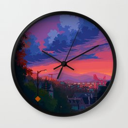 San Fran Wall Clock | Sunset, Clouds, Drawing, Pixel, California, Cloud, Nostalgia, Downtown, City, Sanfran 