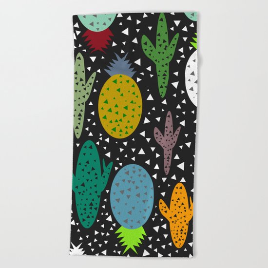 Succulents and pineapples Beach Towel