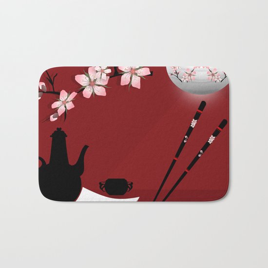 Oriental cuisine . Sushi and rolls . Bath Mat