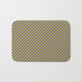 [ Thumbnail: Yellow, Dark Slate Blue, White, and Black Colored Lines Pattern Bath Mat ]