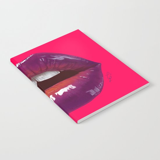 Sexy woman lips on hot pink background Notebook