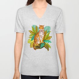 Jungle Tiger V Neck T Shirt