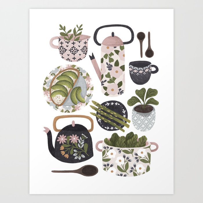 Plates, Pots & Tea Art Print