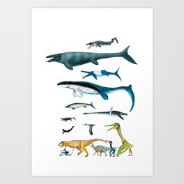 Dinosaurs, Pterosaurs and Marine Reptiles of Morocco (66 Million Years Ago) Art Print