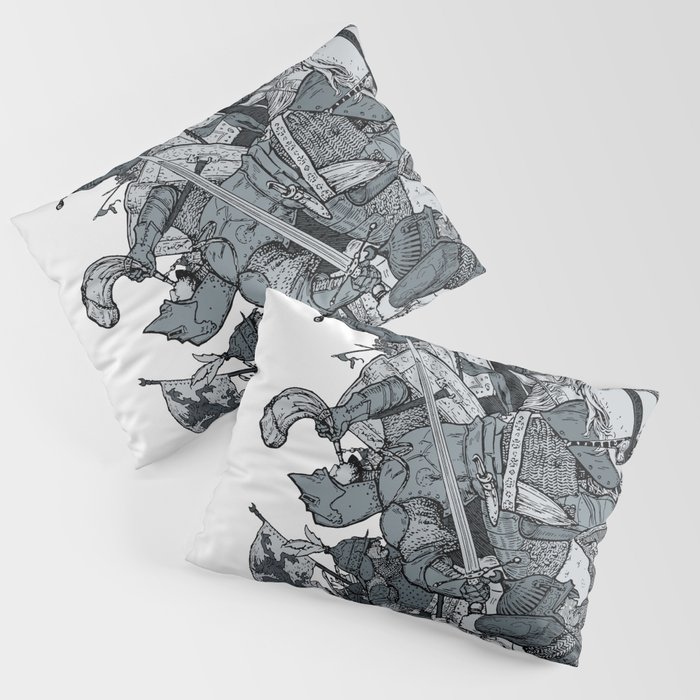 Saturday Knight Special STEEL BLUE / Vintage illustration redrawn and repurposed Pillow Sham