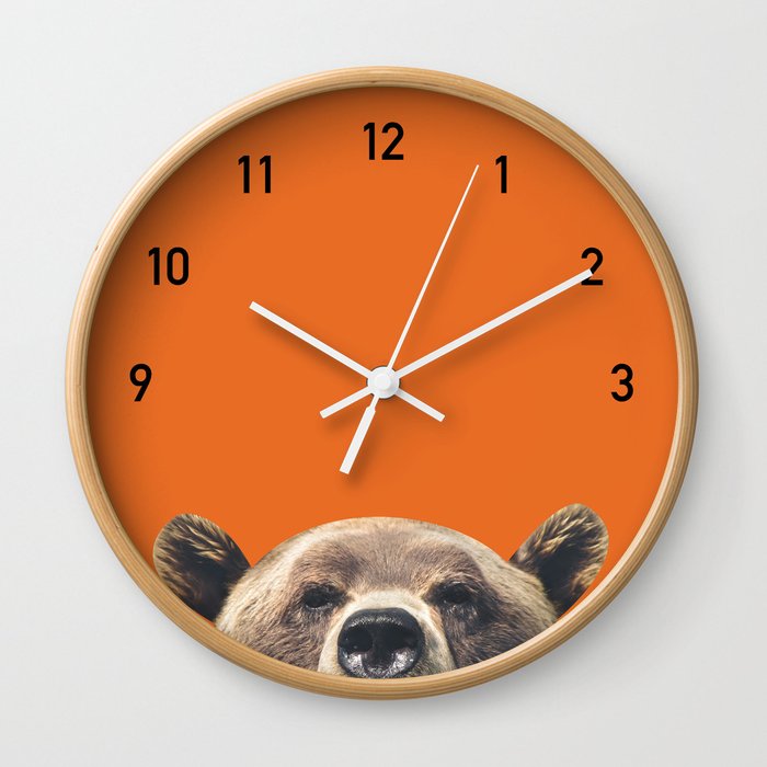 Bear Clock Orange Black Wall Clock