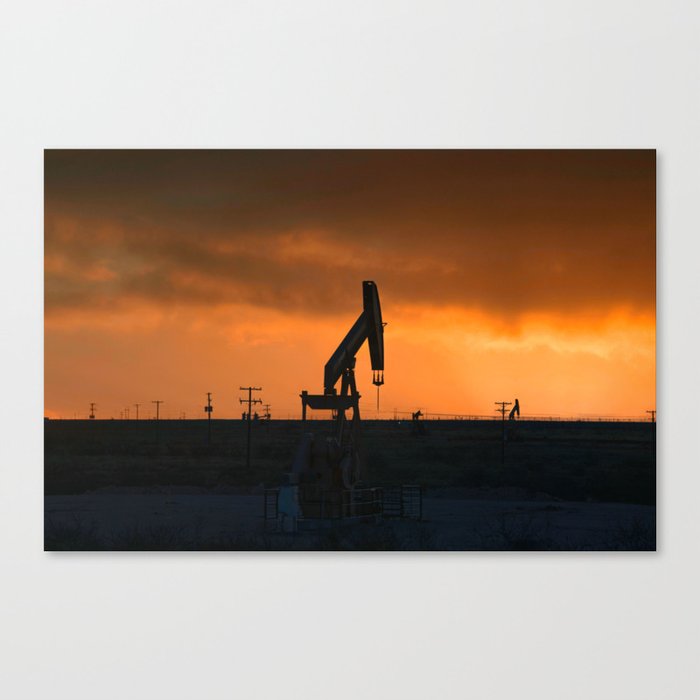 Oil Rig At Sunset 6 #texas Canvas Print
