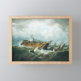 Shipwreck off Nantucket (Wreck off Nantucket after a Storm) Framed Mini Art Print