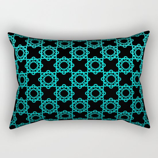 Retro. Black and turquoise satin ornament . Rectangular Pillow