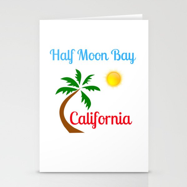 Half Moon Bay California Palm Tree and Sun Stationery Cards
