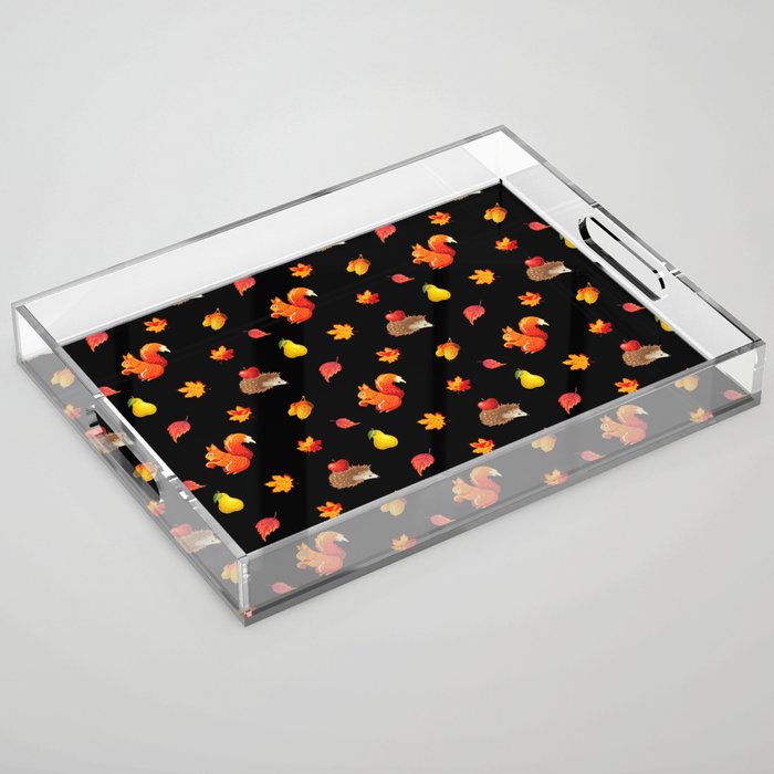 Hedgehog,squirrel,autumn pattern  Acrylic Tray