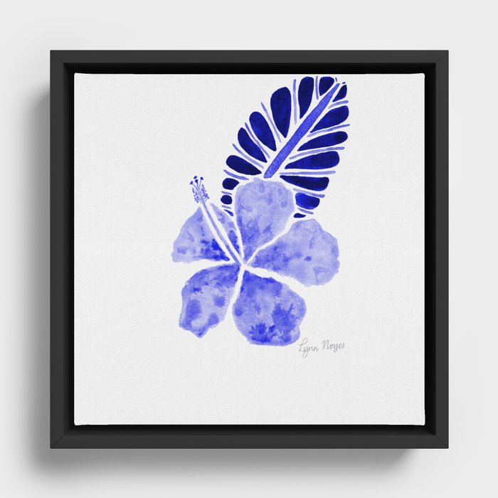 Hibiscus Tropical - Blue Framed Canvas