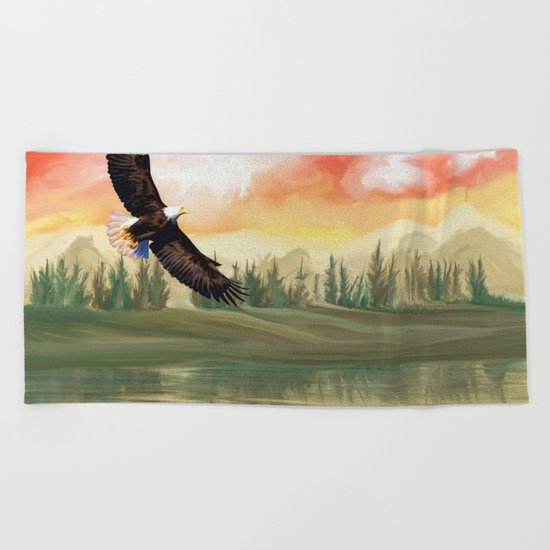 Eagle Fly Beach Towel