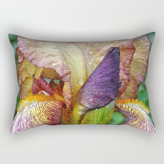 Iris With Raindrops Rectangular Pillow