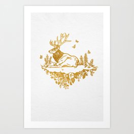 Yellowstone National Park Gold Elk Art Print Art Print